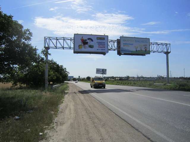 Арка/Реклама на мостах, Трассы, Н04 Одесса - Ильичевск км11+860м (поворот на Сухой лиман) (з міста ліва)