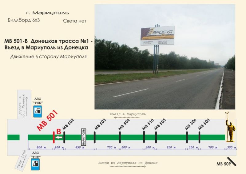 Білборд/Щит, Траси, Донецкая трасса №1 - Въезд в Мариуполь из Донецка