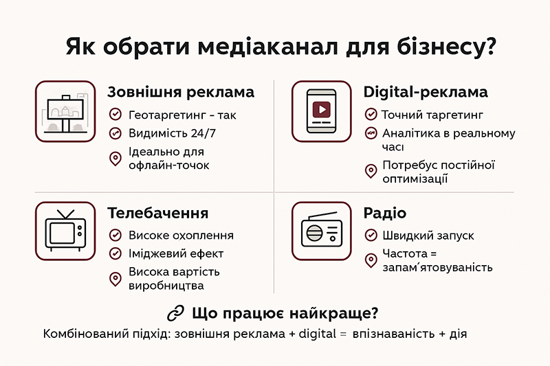 Инфографика — Как выбрать медиаканал для бизнеса