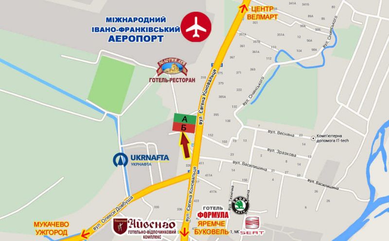 Билборд/Щит, Ивано-Франковск, Коновальця, заправка (перед аеропортом) вїзд