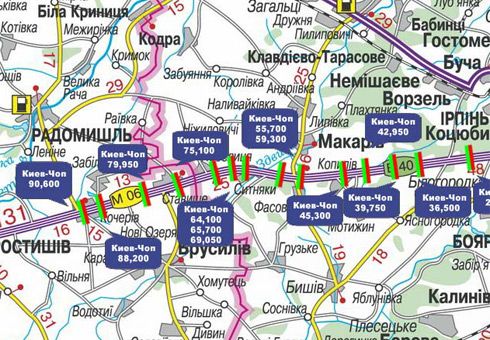 Арка/Реклама на мостах, Траси, Трасса M-06, Киев-Житомир, 64,100