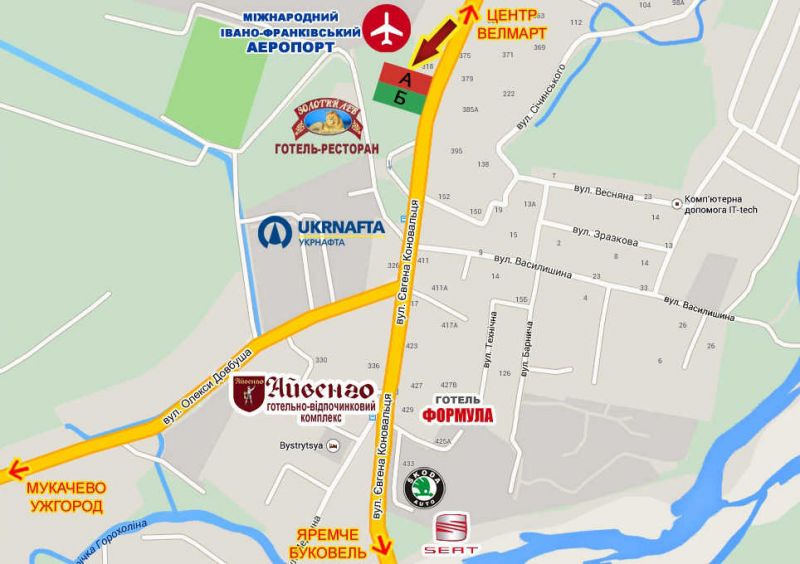 Билборд/Щит, Ивано-Франковск, Коновальця, 318 (аеропорт)