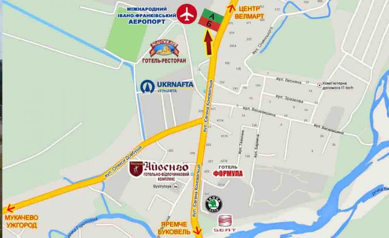 Билборд/Щит, Ивано-Франковск, Коновальця (аеропорт) в центр