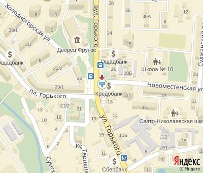 Билборд/Щит, Сумы, Горького вул., 22 (райисполком) ("Ощадбанк","Кредобанк")