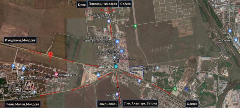 Билборд/Щит, Трассы, Одеса - Кучургани транспорт прямує в м. Одеса (1 км до 2х стовпів)