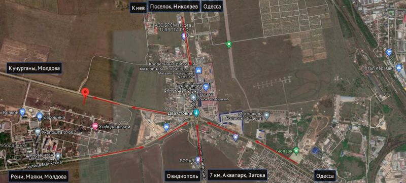 Билборд/Щит, Трассы, Одеса - Кучургани транспорт прямує з м. Одеса (1 км від 2х стовпів)