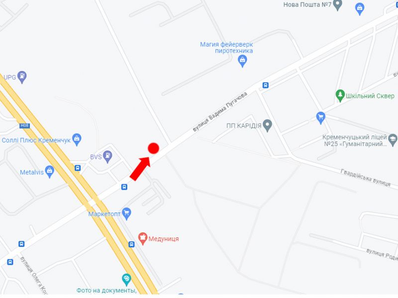 Билборд/Щит, Кременчуг, Пугачова вул., заїзд до заводу "КРАЗ"