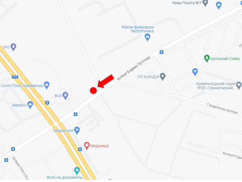 Билборд/Щит, Кременчуг, Пугачова вул., заїзд до заводу "КРАЗ"