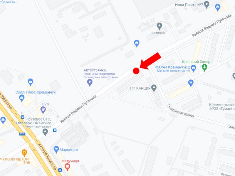 Билборд/Щит, Кременчуг, Пугачова вул., 33/27 / Гвардійська вул., біля завода "КРАЗ"