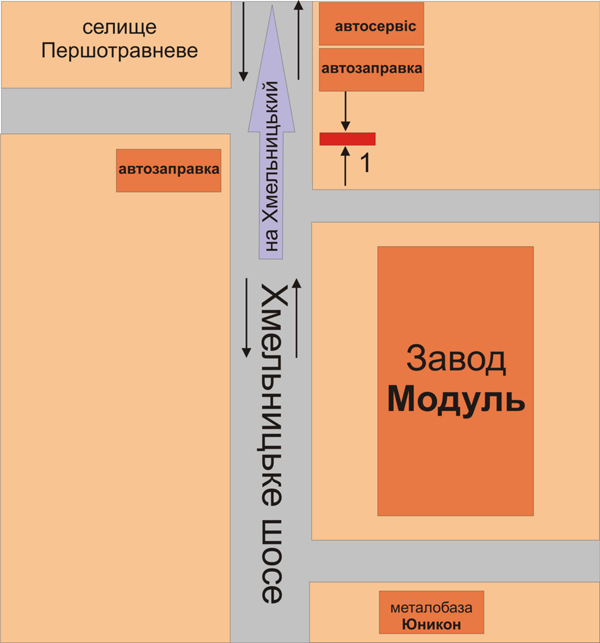 Билборд/Щит, Каменец-Подольский, Хмельницьке шосе 50м після цеху з-д Модуль