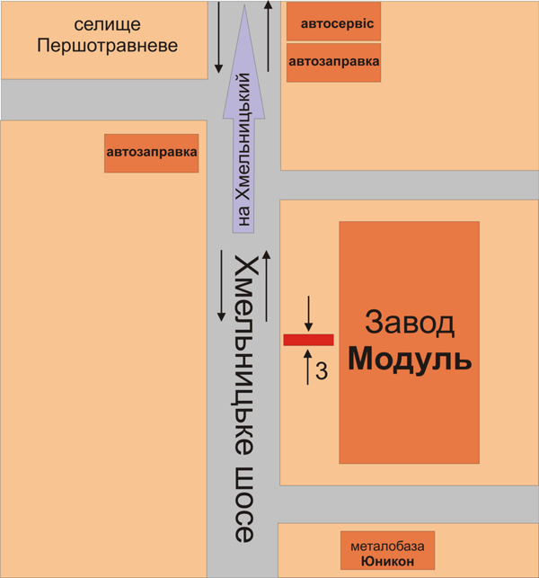 Билборд/Щит, Каменец-Подольский, Хмельницьке шосе посеред цеху Модуль