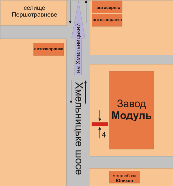 Билборд/Щит, Каменец-Подольский, Хмельницьке шосе посеред цеху Модуль