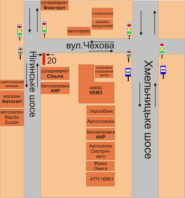 Білборд/Щит, Кам'янець-Подільський, перехрестя вул.Чехова та Нігинське шосе