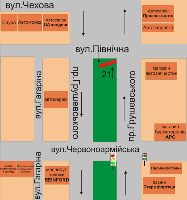 Билборд/Щит, Каменец-Подольский, перехрестя пр. Грушевського та вул. Північна