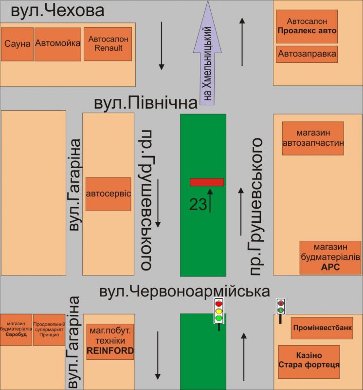 Билборд/Щит, Каменец-Подольский, пр. Грушевського, 13