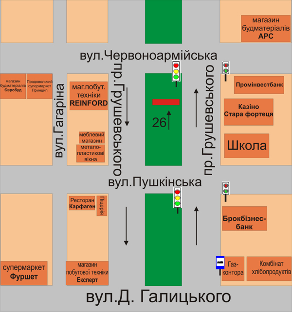 Билборд/Щит, Каменец-Подольский, пр.Грушевського, навпроти стадіону ЗОШ №15