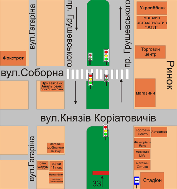 Білборд/Щит, Кам'янець-Подільський, перехрестя пр. Грушевського та вул. Уральська (за 150м до вул.Уральська)