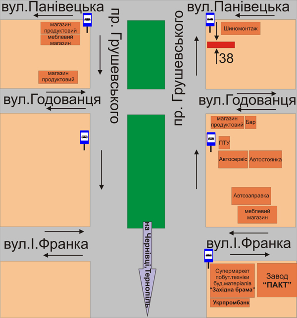 Білборд/Щит, Кам'янець-Подільський, перехрестя пр. Грушевського та вул.Панівецької (50м до вул.Панівецька)
