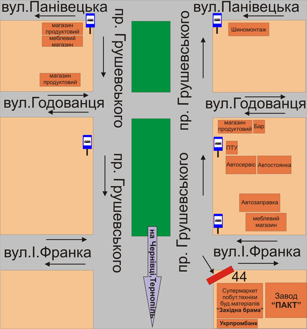 Билборд/Щит, Каменец-Подольский, перехрестя пр.Грушевського та вул.І.Франка