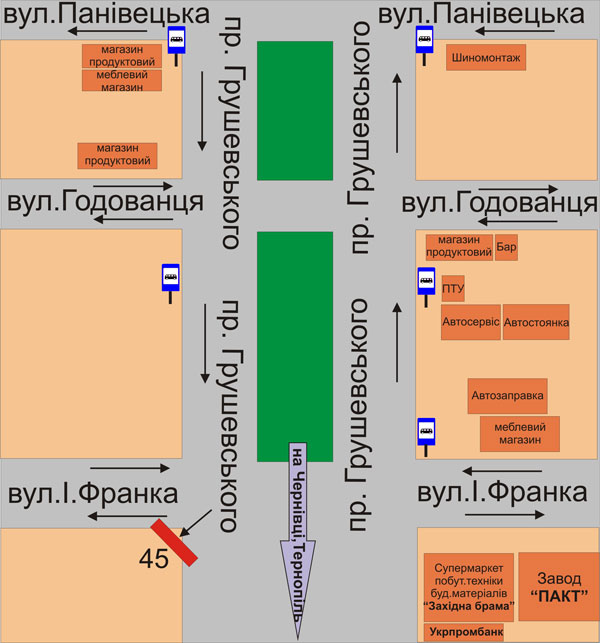 Билборд/Щит, Каменец-Подольский, перехрестя пр.Грушевського та вул.І.Франка