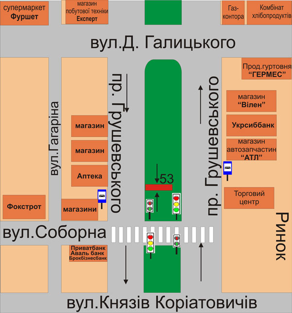 Билборд/Щит, Каменец-Подольский, пр.Грушевського (між вул. Соборна та вул.Д.Галицького)