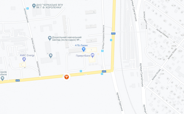 Билборд/Щит, Черкассы, Онопрієнка вул., Навпроти будинку №2 (Пожежна академія, маркет "АТБ", АЗС "Лукойл", магазини Поб.техніка), в напрямку в центр