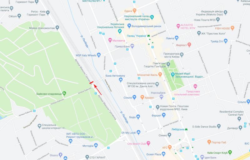 Билборд/Щит, Киев, Грінченка М. вул., 7-й від Протасового Яру, біля Байковій вул., в центр
