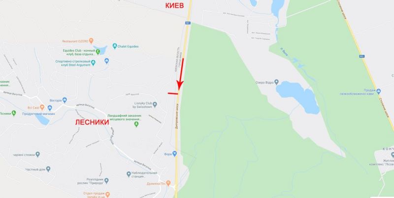 Суперсайт/Мегаборд, Траси, виїзд з Києва, до Знам'янки, перед поворотом на н.п.Леснікі, до котедж. містечка Грінвіч Хілл