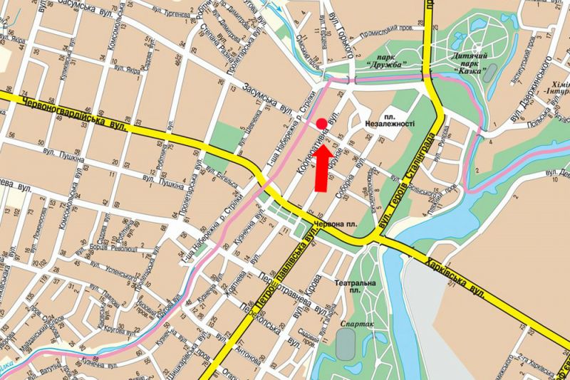 Ситилайт, Сумы, 9-го Травня пр., біля супермаркету "АТБ", в бік Кооперативної вул.