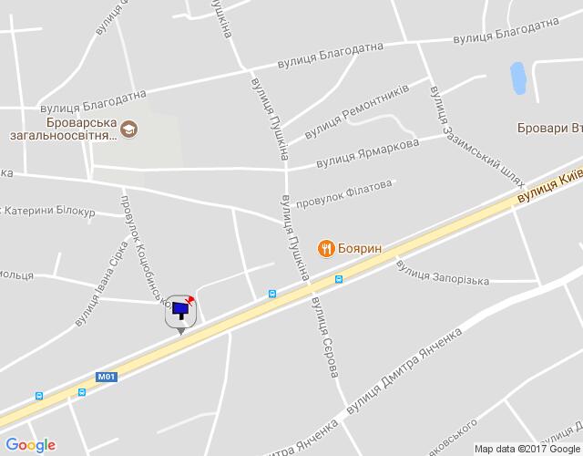 Білборд/Щит, Бровари, м. Бровари, вул. Київська, 69, за 150м до автобусної зупинки, за 590м до перехрестя з вул. Євгенія Зеленського, через 220м після повороту на вул. Сєрова та магазину "Фора"