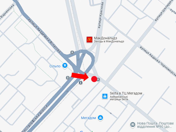 Билборд/Щит, Одесса, Толбухіна вул. / Люстдорфська дорога, 27/44, біля супермаркету "Мегадом"
