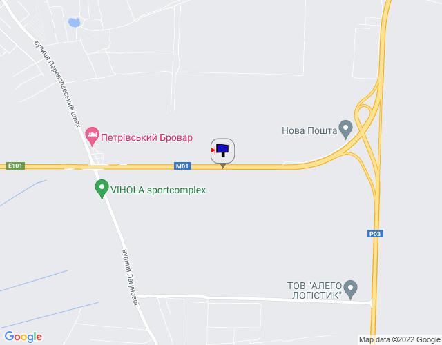 Білборд/Щит, Траси, Траса М-01 "Київ-Чернігів-Нові Яриловичі", км 24+200 право, об'їзд м. Бровари, через 1км після перетину вул. Переяславський Шлях та вул. Лагунової, ресторану "Петрівський Бровар" та АЗС ОККО, за 1.3км до повороту на трасу Р-03 (Північно-Східний об'їзд м.
