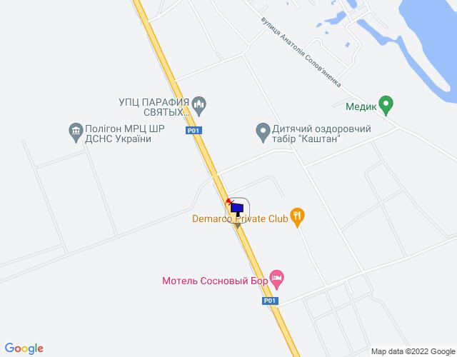 Білборд/Щит, П'ятихатки, Конча-Заспа, траса Р-01, км 32+800 право, за 300м до автобусної зупинки та котеджного містечка "Сосновий Бір", через 250м після повороту на с. П'ятихатки // з Києва