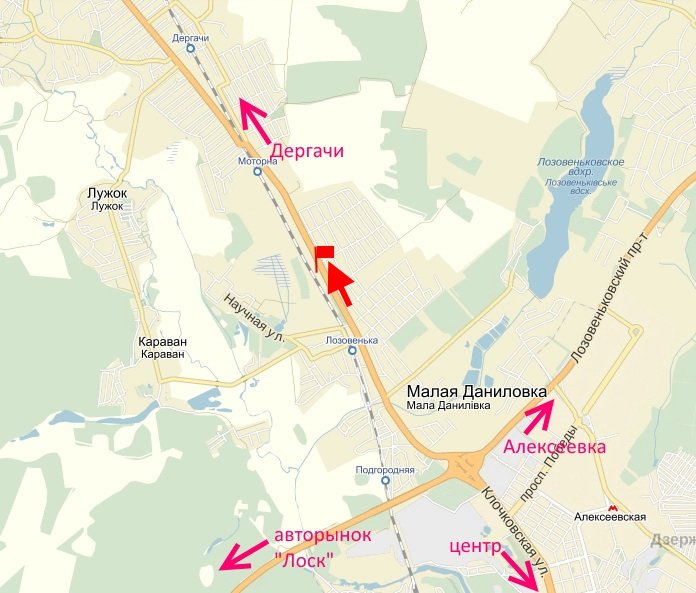Билборд/Щит, Малая Даниловка, Мала Данилівка-котеджне селище "Поле чудес"-у бік Дергачів-низ-етажерка №2