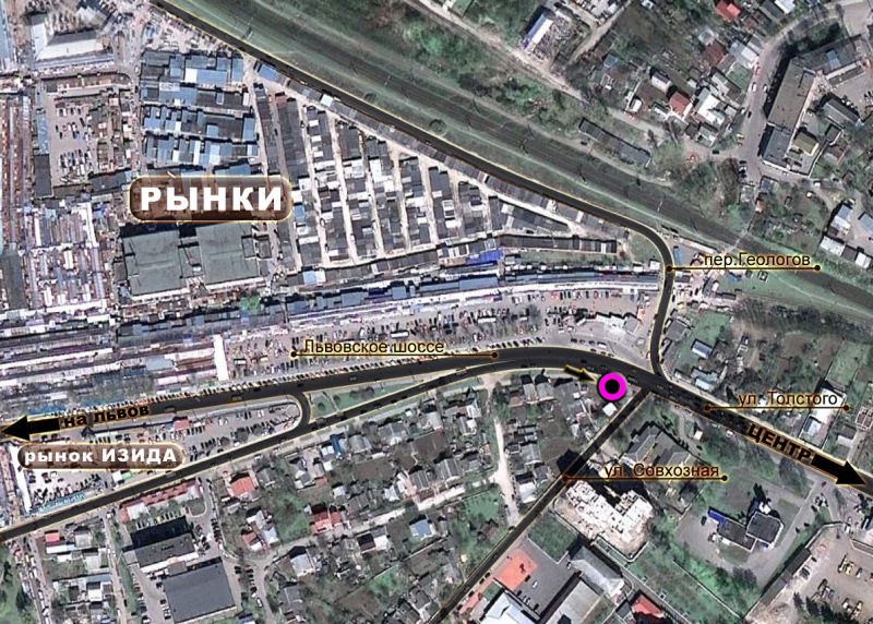 Білборд/Щит, Хмельницький, Львівське шосе (поворот на пожарку). неподалік: ринки (більше 60Га торгових площ) (в центр)