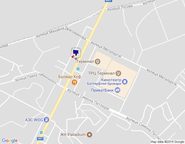 Билборд/Щит, Бровары, м. Бровари, вул. Київська, навпроти ТРЦ "Термінал" та магазину "МегаМаркет", навпроти АЗС "КЛО", через 155м після розвилки з вул. Павла Чубинського та вул. Симона Петлюри, через 305м після повороту на вул. Василя Стефаника, через 325м після АЗС "WOG", за