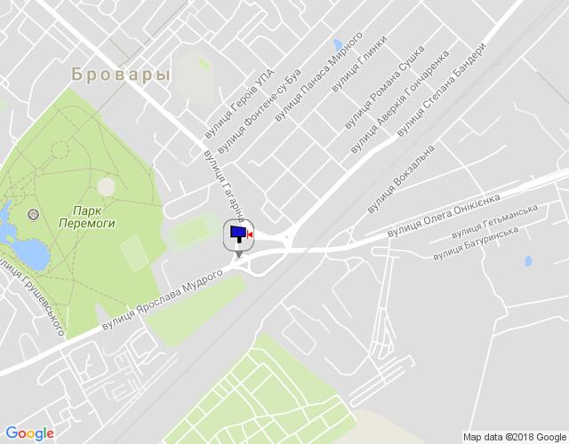 Билборд/Щит, Бровары, м. Бровари, вул. Ярослава Мудрого, біля мосту, розв'язка з вул. Степана Бандери, вул. Героїв України, вул. Олега Онікієнка, за 60м до автобусної зупинки, за 140м до АЗС КЛО