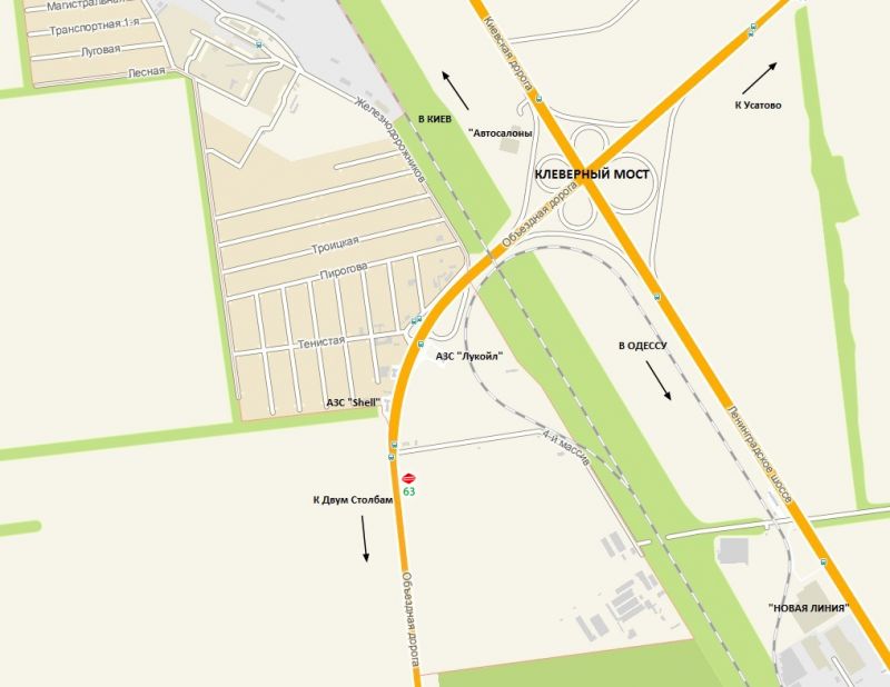 Билборд/Щит, Трассы, З'їзд з Клеверного мосту (20+610км) з боку Київського шосе, до Двох Стовпів (Рені, Затока, Ізмаїл, Кишинев)