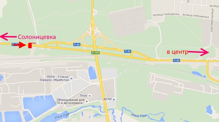 Білборд/Щит, Харків, вул.Залютинська -розв'язка з кільцевою-прапорець №2-в центр