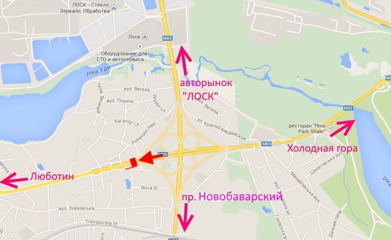 Білборд/Щит, Траси, Полтавський шлях – пров. Київський, розв'язка з кільцевою-із центру