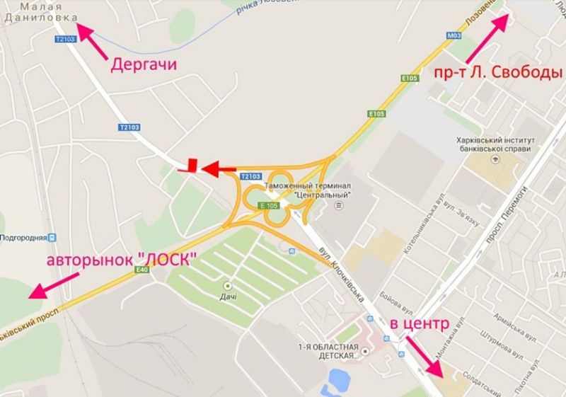 Білборд/Щит, Харків, Клочківська - розв'язка з кільцевою-прапорець №1-із центру