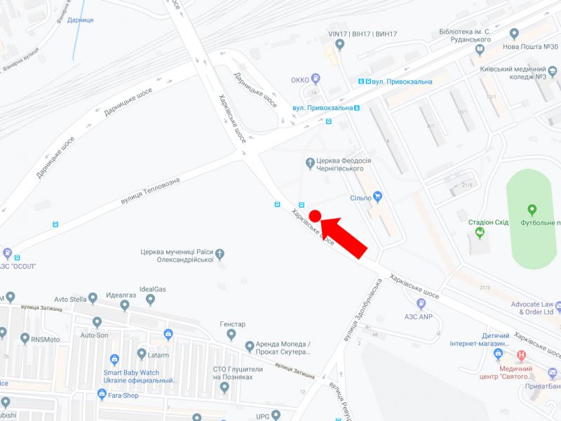 Білборд/Щит, Київ, Харківське шосе, 21, перед поворотом на з/д вокзал Дарниця, в бік Дарницької пл. (кол. Ленінградська пл.)