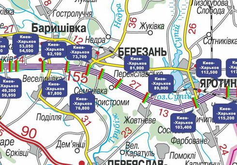 Арка/Реклама на мостах, Траси, Траса M-03, Київ - Харків, 81,900