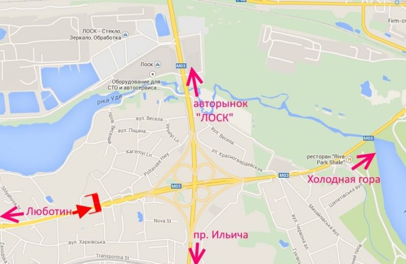 Арка/Реклама на мостах, Траси, Арка-Полтавський шлях-пост Поліції-в центр
