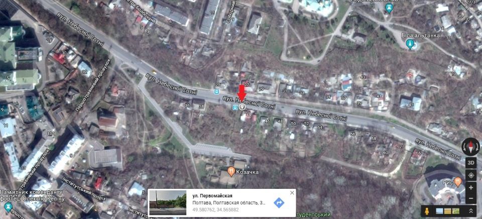 Білборд/Щит, Полтава, м.Полтава,вул.Небесної Сотні,44,конструкція прапор,центр міста,з`єднує мікрорайони Поділ, Левада
