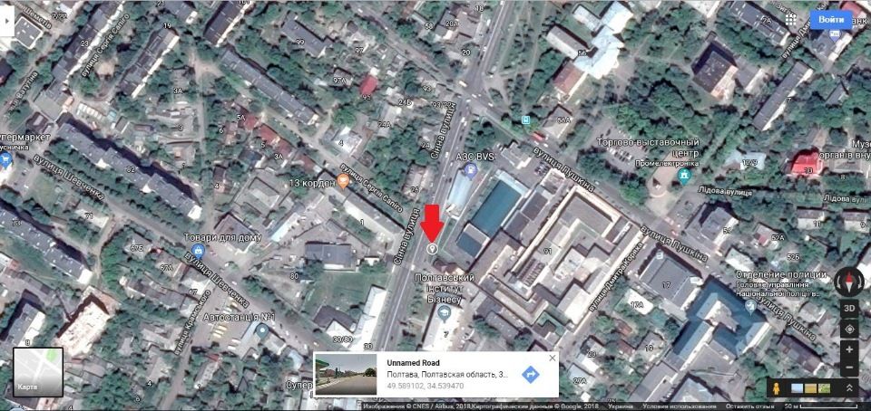 Білборд/Щит, Полтава, м.Полтава перехрестя вулиці Сінної та вул. Сапіго,дорога до центрального ринку,напроти Обласний воєнкомат