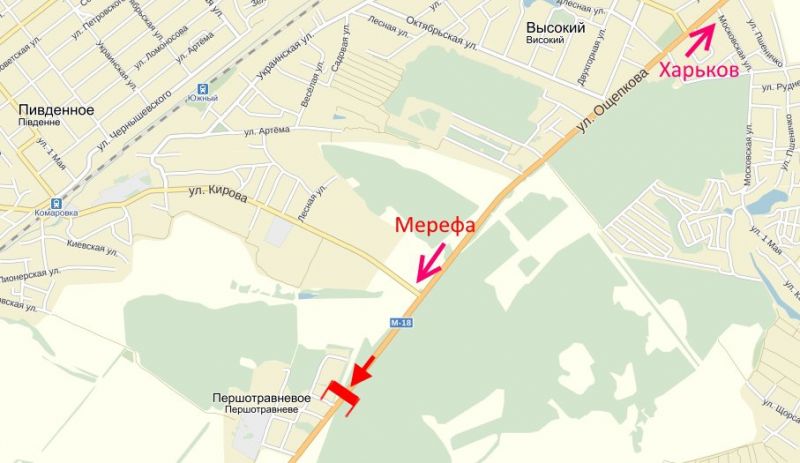 Арка/Реклама на мостах, Траси, Арка-Сімферопольське шосе-пос. Першотравневе- у бік Мерефи