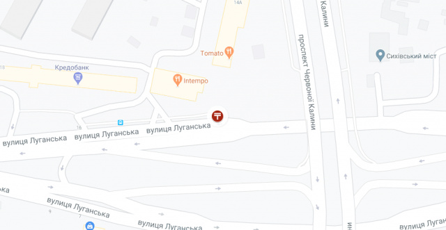 Билборд/Щит, Львов, Червоної Калини просп. - Луганська вул. (Кредобанк, БЦ "Домінант-Плаза", кафе Intempo), в напрямку Стрийська вул.
