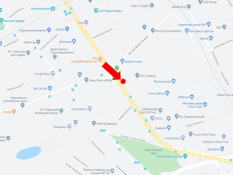 Билборд/Щит, Киев, Скляренка вул., 5, в бік Бандери пр. (кол. Московський пр.)