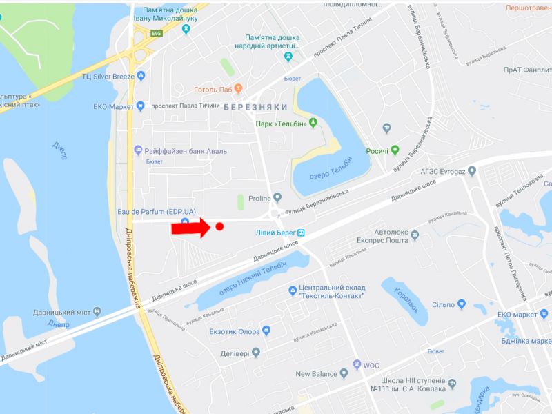 Білборд/Щит, Київ, Березняківська вул., 25, перед заїздом на Дарницький міст, в бік Харківського масиву